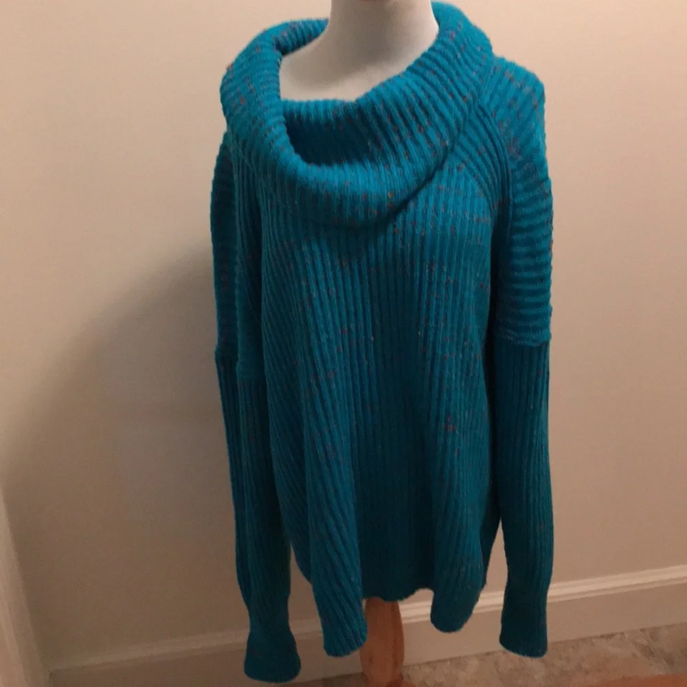 Free People Blue Cowl Neck Sweater - Picture 5 of 11